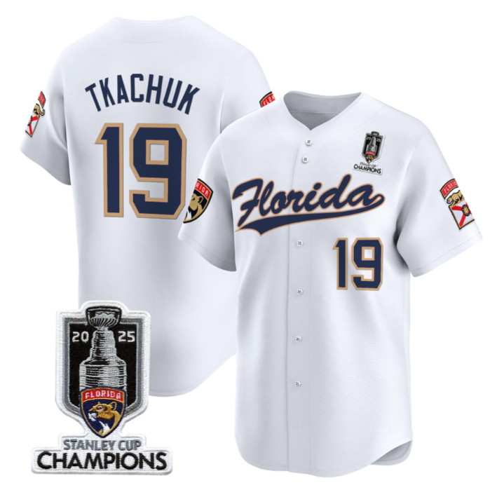 Matthew Tkachuk Jersey #19 Florida Panthers 2025 Stanley Cup Champions White