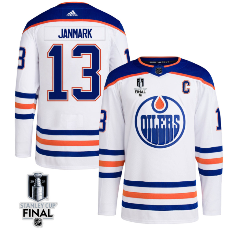 Mattias Janmark 13 Edmonton Oilers 2024 STANLEY CUP Final Away Jersey Men, White