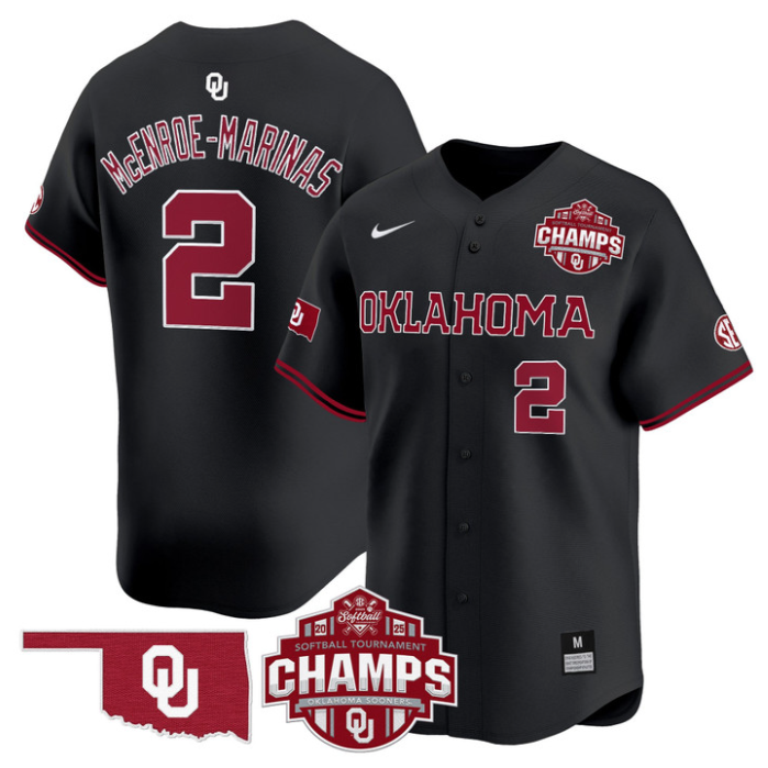 McEnroe-Marinas Jersey #2 Oklahoma Sooners 2025 SEC Champions Patch Limited Stitched Black