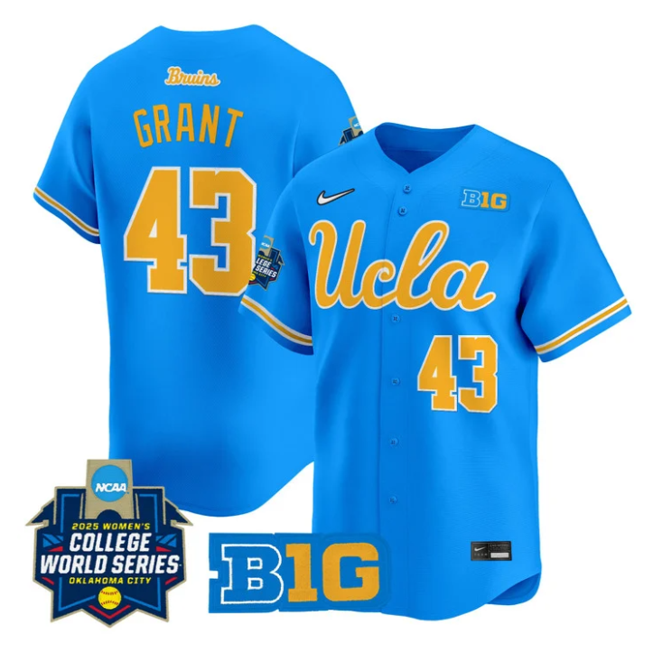 Megan Grant Jersey #43 UCLA Bruins Softball 2025 World Series Stitched Blue