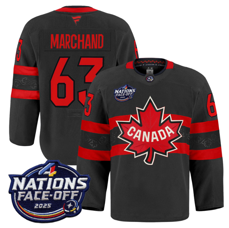 Men Brad Marchand Jersey #63 Canada 4 Nations Face-Off 2025 Pro Stitched Black