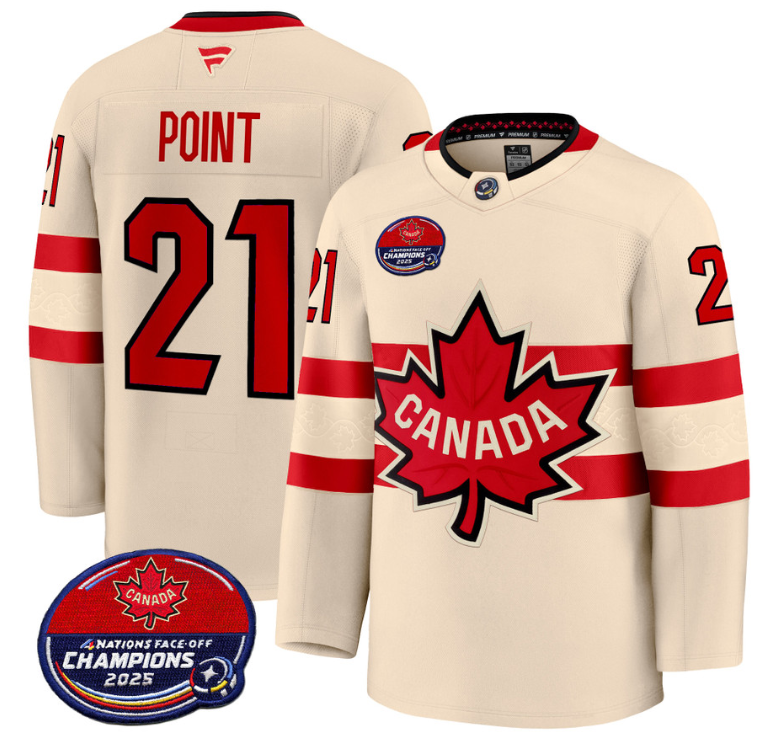 Men Brayden Point Jersey #21 Canada 4 Nations Face-Off 2025 Champions V2 Cream