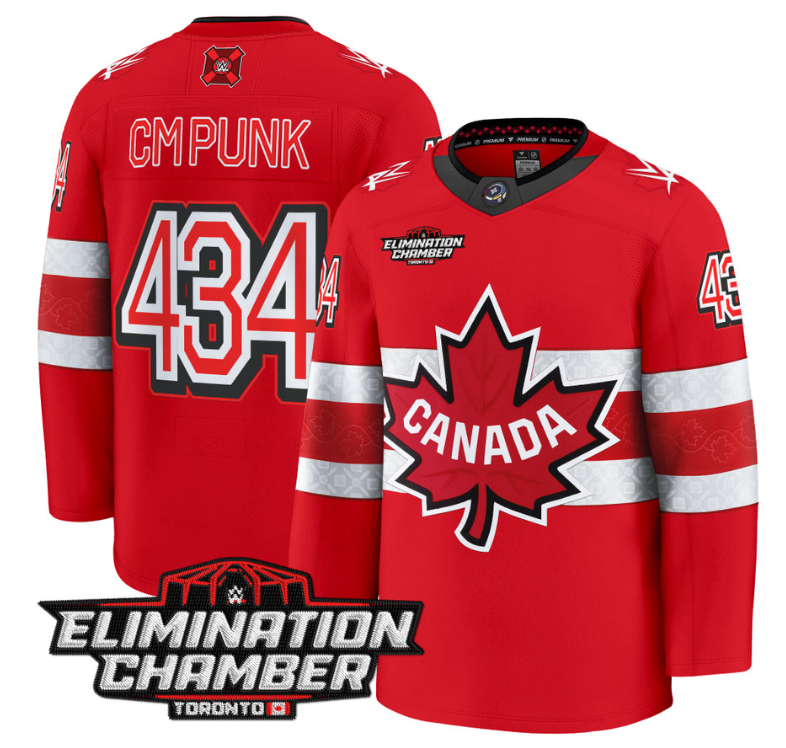 Men CM Punk Jersey #434 Elimination Chamber Toronto 2025 Premium Stitched Red