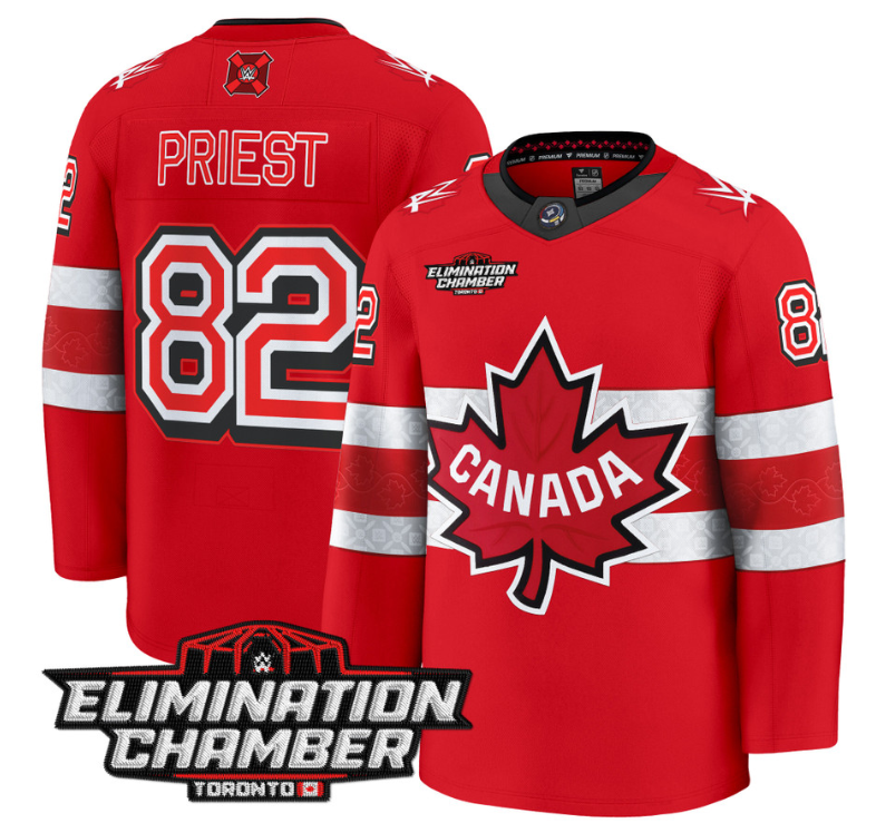 Men Damian Priest Jersey #82 Elimination Chamber Toronto 2025 Stitched Red