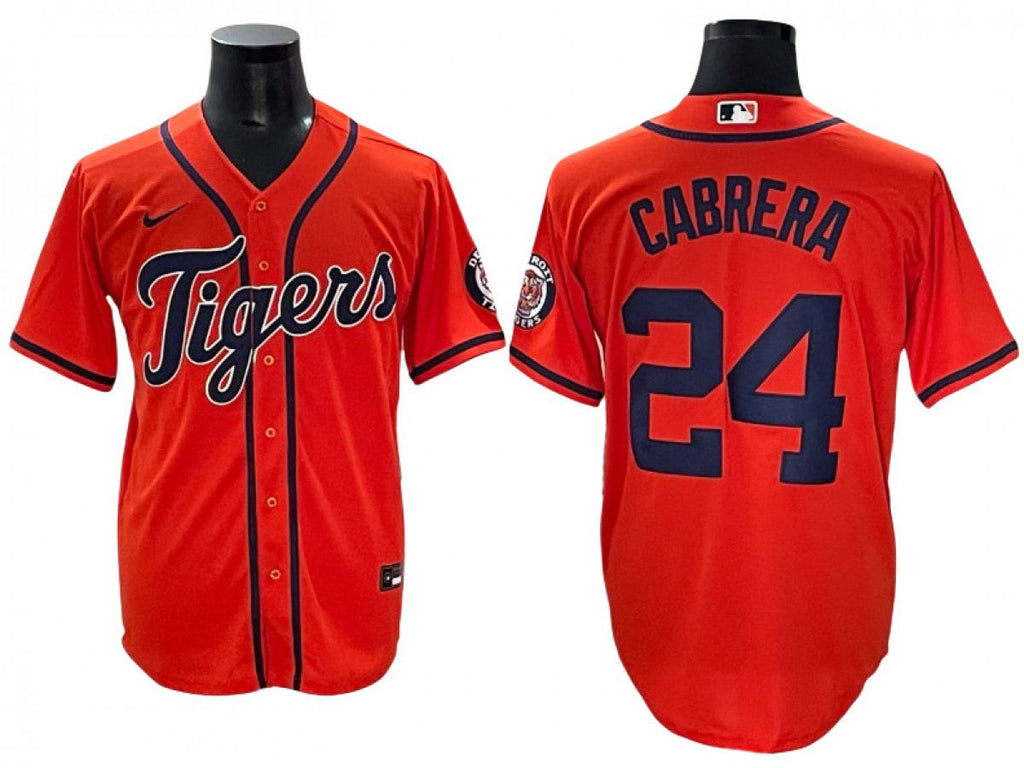 Men Detroit Tigers #24 Miguel Cabrera Orange Jersey