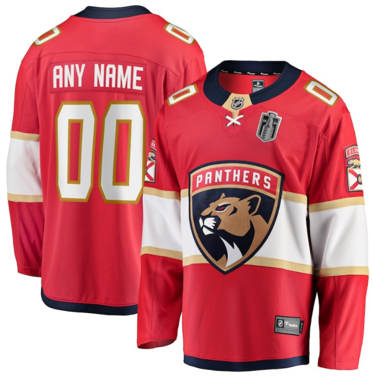 Men Florida Panthers 2024 Stanley Cup Final Home Breakaway Custom Name Jersey Red