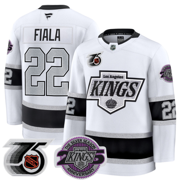 Men Kevin Fiala Jersey #22 Los Angeles Kings 91-92 75th 25th Anniversary White