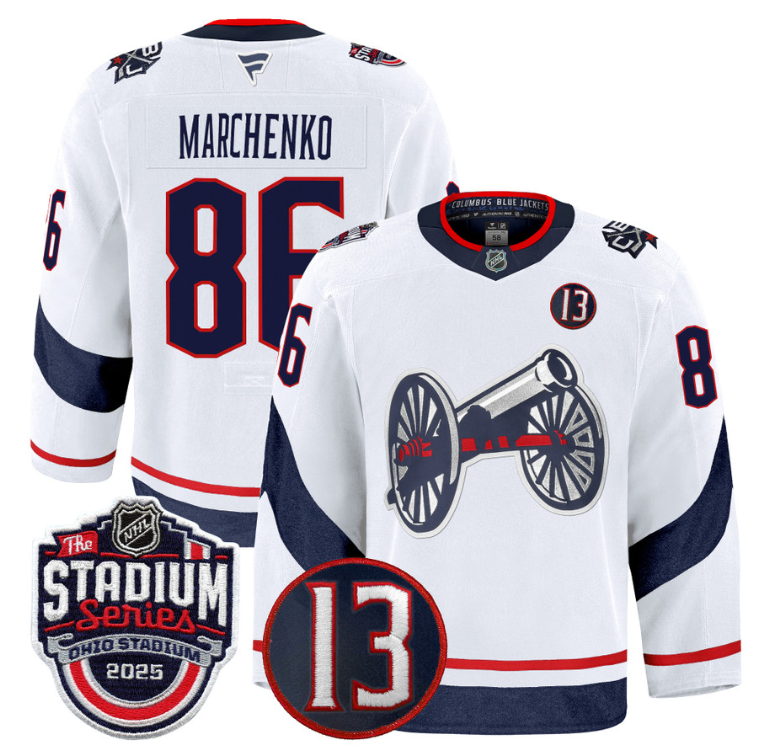 Men Kirill Marchenko Jersey #86 Columbus Blue Jackets 2025 Stadium Series White