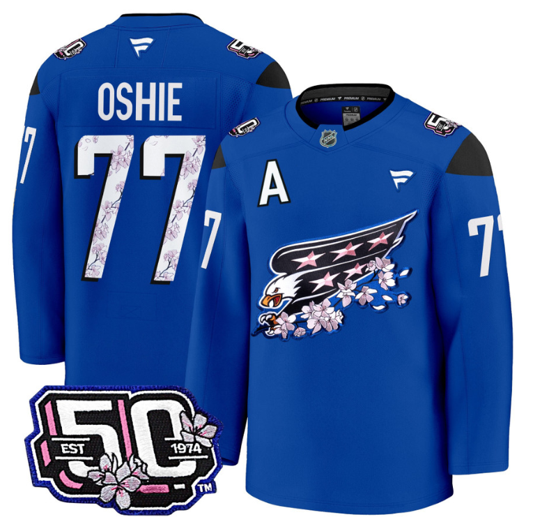 Men TJ Oshie Jersey #77 Washington Capitals 50th Anniversary Cherry Blossom (Copy)