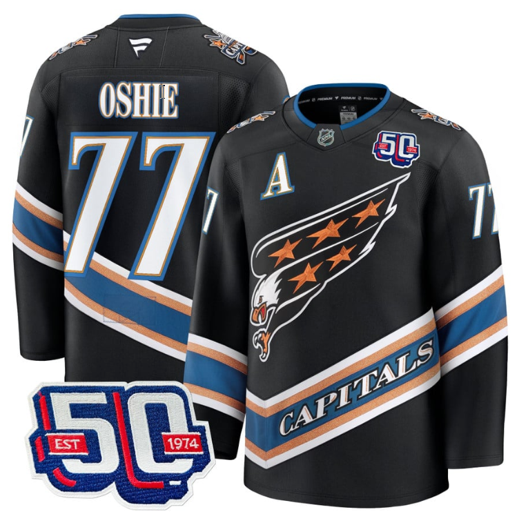 Men TJ Oshie Jersey #77 Washington Capitals 50th Anniversary Screaming Eagle