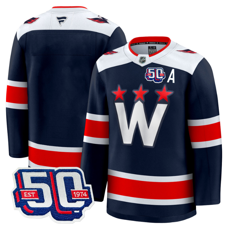 Men Team Jersey Washington Capitals 50th Anniversary Premium Stitched Navy