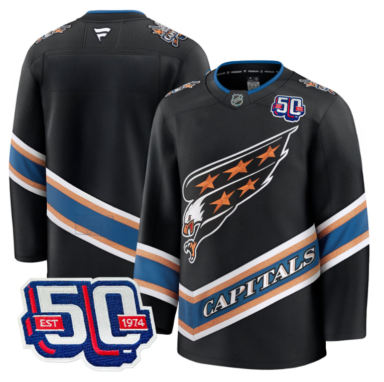 Men Team Jersey Washington Capitals Screaming Eagle 50th Anniversary Black