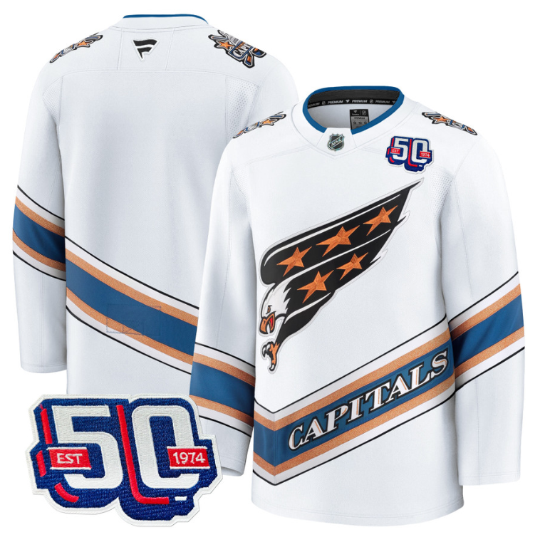 Men Team Jersey Washington Capitals Screaming Eagle 50th Anniversary White