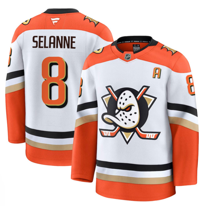Men Teemu Selänne Jersey #8 Anaheim Ducks 2025 Premium Stitched Away
