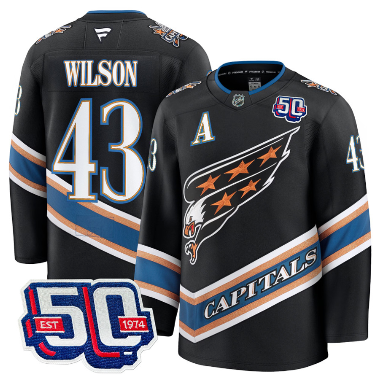 Men Tom Wilson Jersey #43 Washington Capitals Eagle 50th Anniversary Black