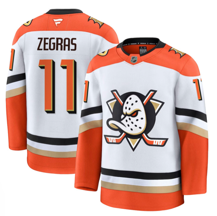 Men Trevor Zegras Jersey #11 Anaheim Ducks 2025 Premium Stitched Away