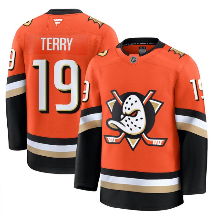 Men Troy Terry Jersey #19 Anaheim Ducks 2025 Premium Stitched Home