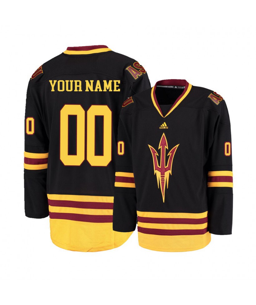 Men's Arizona State Sun Devils Black Custom Hockey Jersey