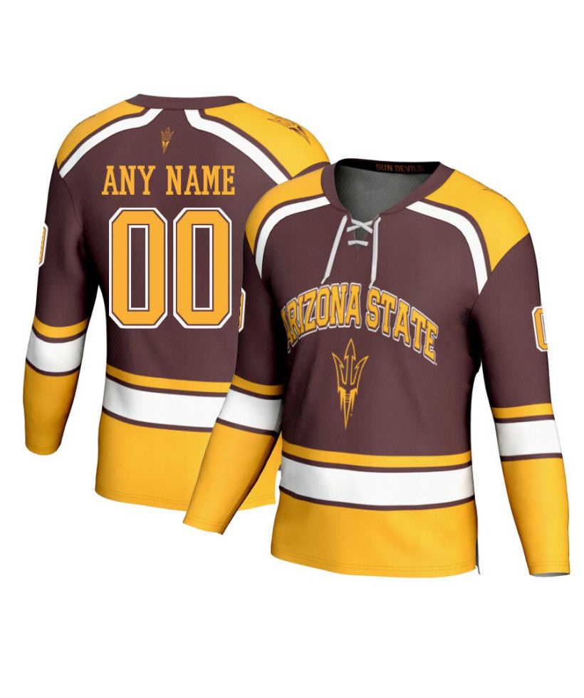 Men's Arizona State Sun Devils Custom Maroon Fashion Hockey Jersey