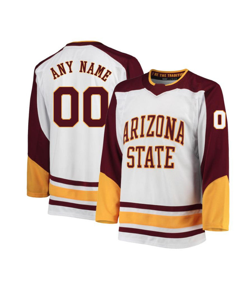 Men's Arizona State Sun Devils Custom White Throwback Hockey Jersey