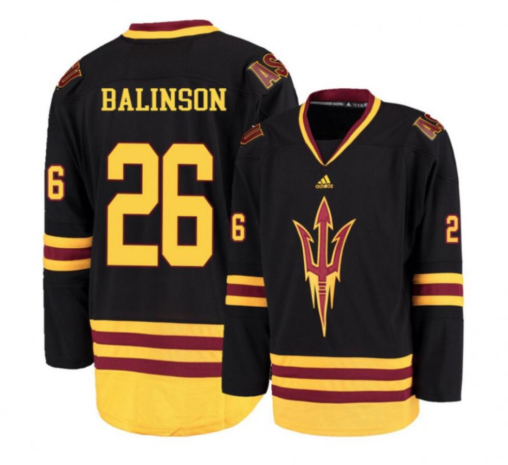 Men's Arizona State Sun Devils #26 Max Balinson Hockey Stitched Black Jersey