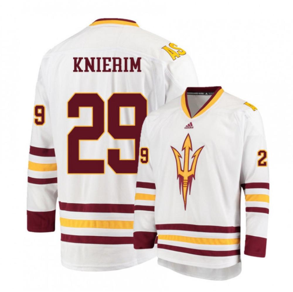 Men's Arizona State Sun Devils #29 William Knierim Hockey Stitched White Jersey