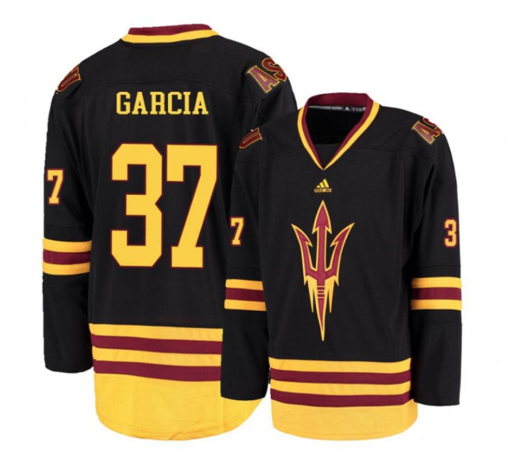 Men's Arizona State Sun Devils #37 Dominic Garcia Hockey Stitched Black Jersey
