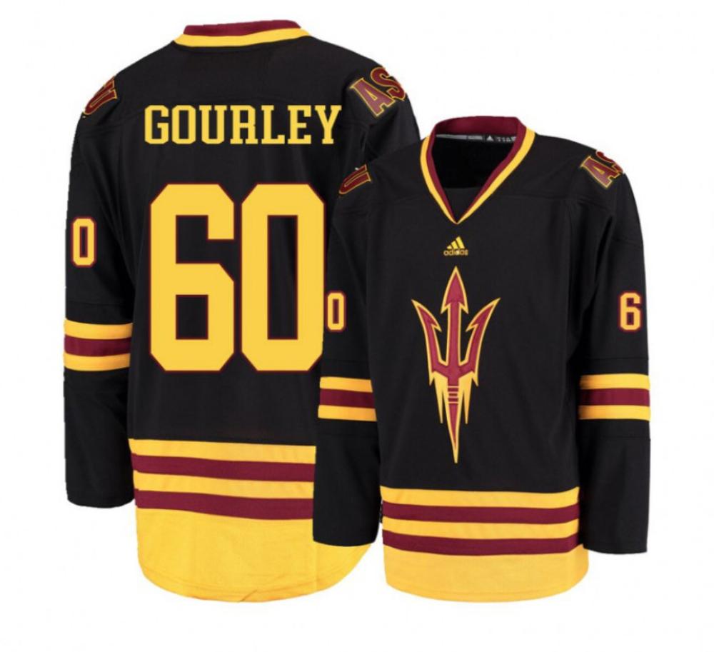 Men's Arizona State Sun Devils #60 Jarrod Gourley Hockey Stitched Black Jersey