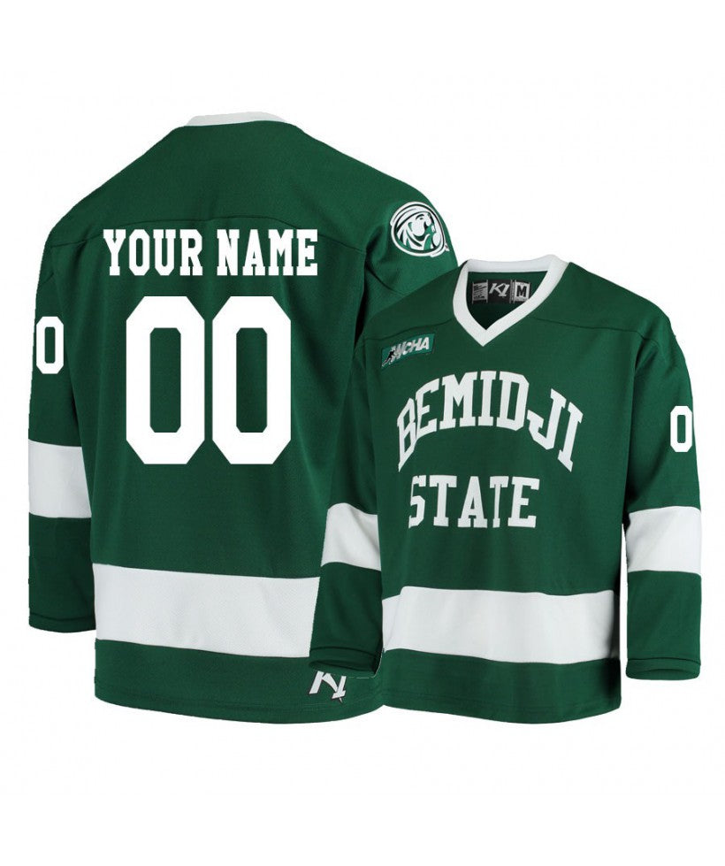 Men's Bemidji State Beavers Green Custom Hockey Jersey