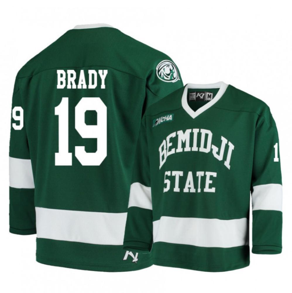 Men's Bemidji State Beavers #19 Adam Brady Green Hockey Jersey