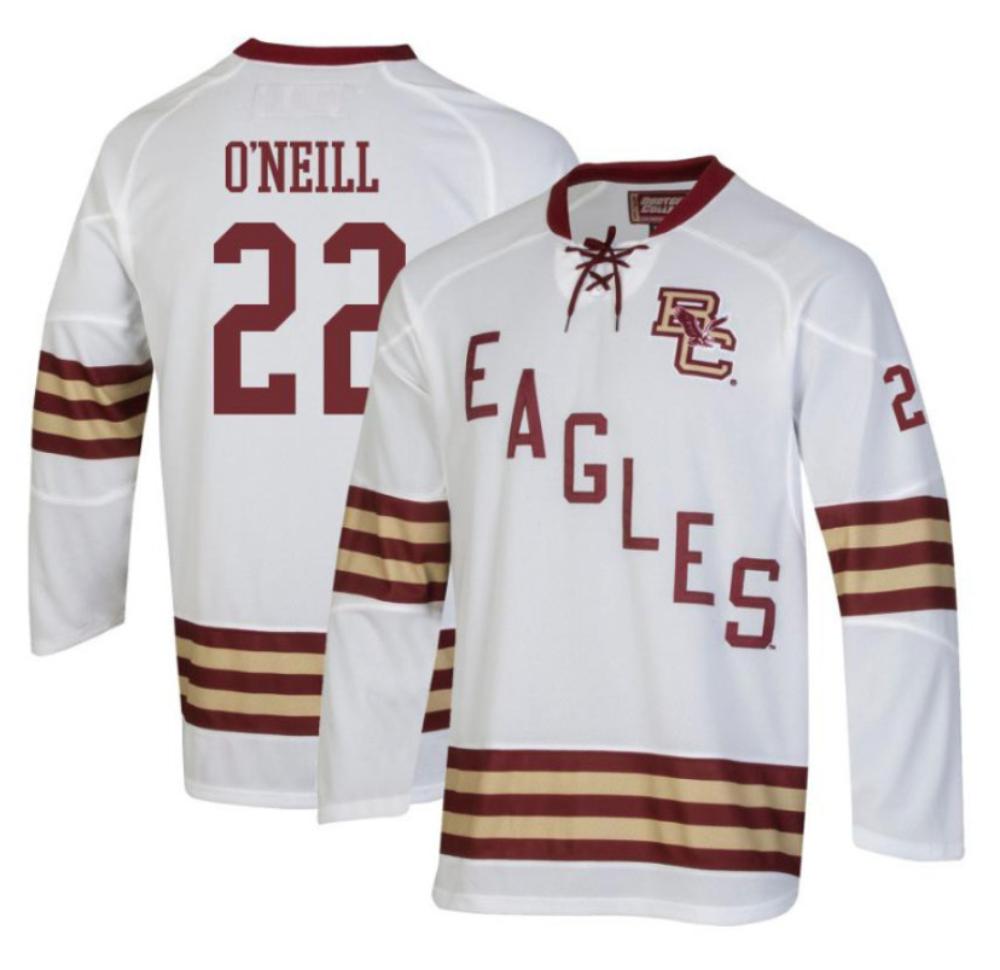 Men's Boston College Eagles Christian O'neill #22 Hockey Stitched Jersey White