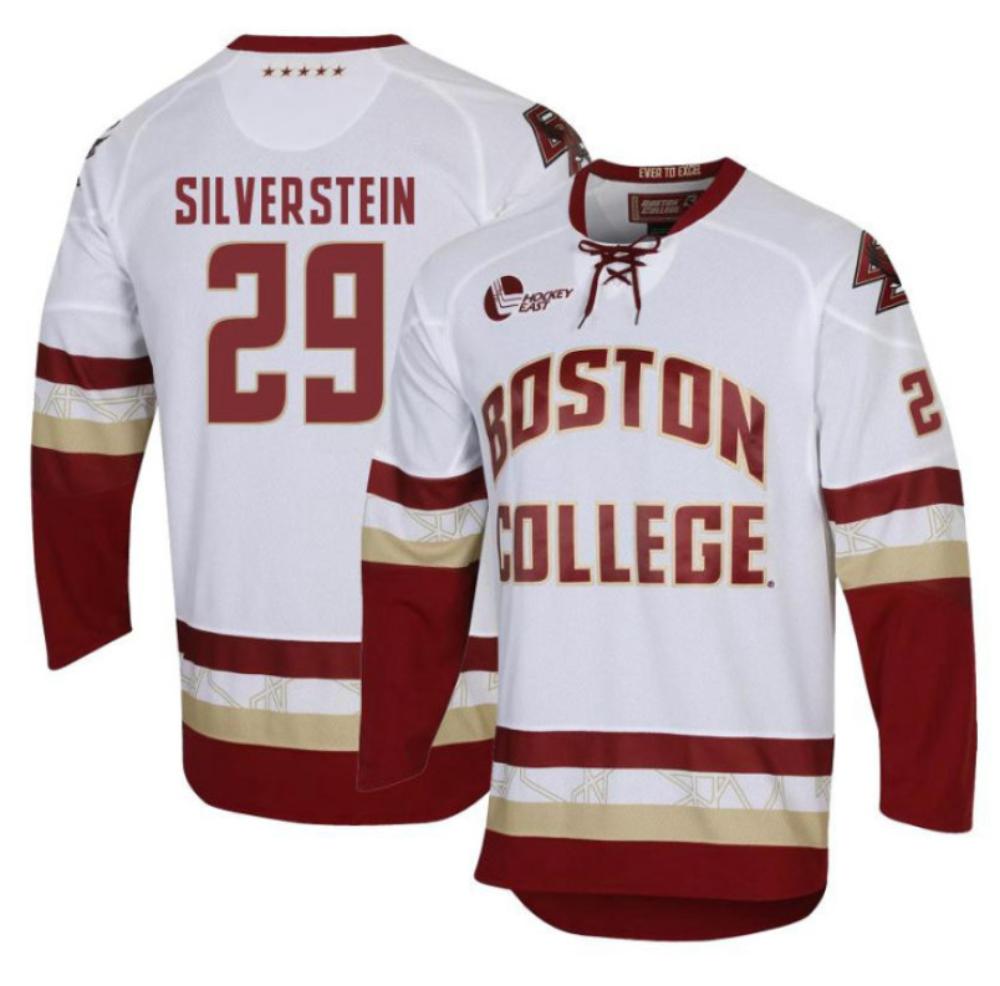 Men's Boston College Eagles Dylan Silverstein #29 Hockey Stitched White Jersey
