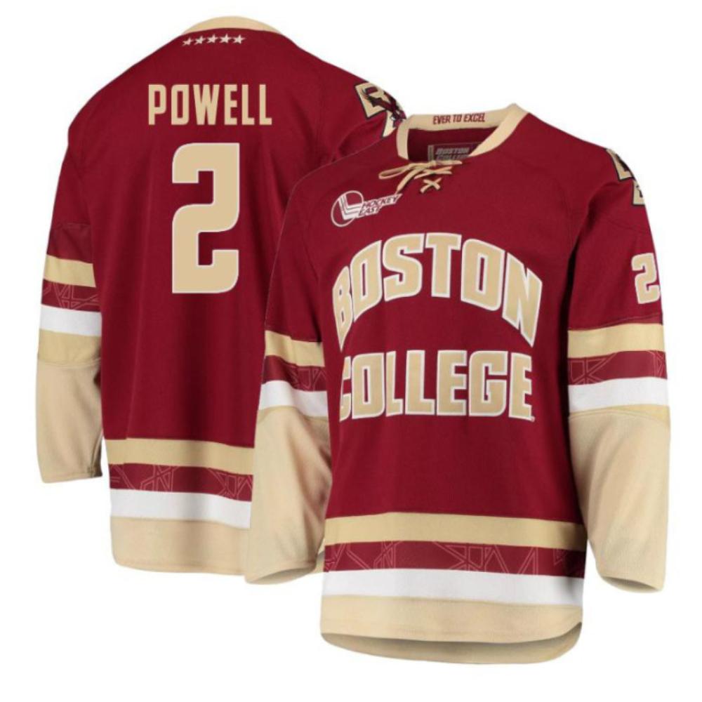 Men's Boston College Eagles Eamon Powell #2 Hockey All Stitched Maroon Jersey