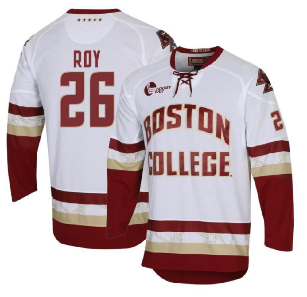 Men's Boston College Eagles Harrison Roy #26 Hockey Stitched Jersey White