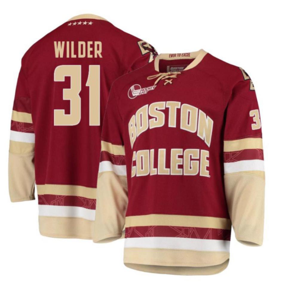 Men's Boston College Eagles Henry Wilder #31 Hockey All Stitched Maroon Jersey