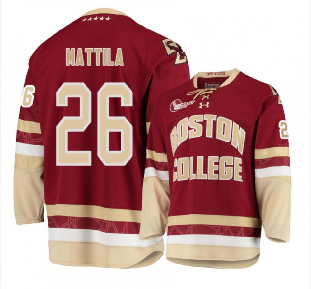 Men's Boston College Eagles #26 Julius Mattila Hockey Stitched Maroon Jersey