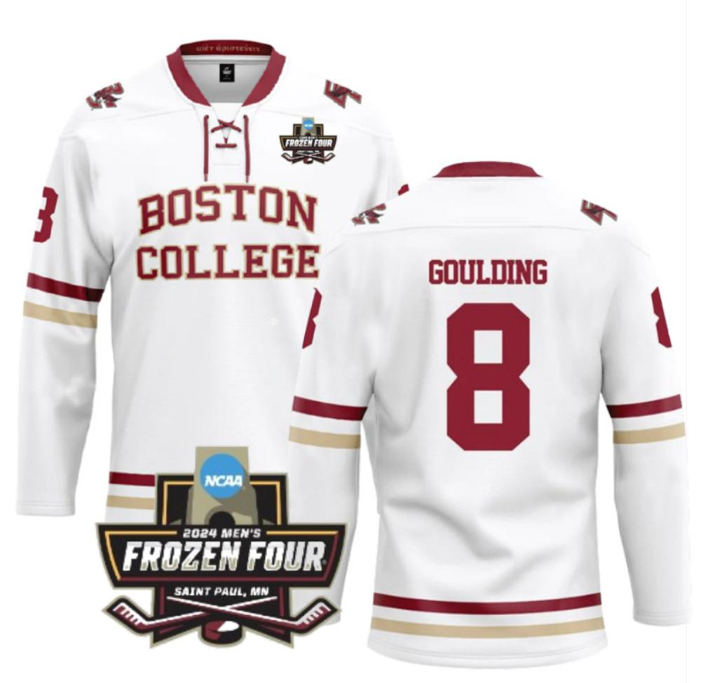 Men's Boston College NCAA Ice Hockey Kara Goulding #8 Replica White Jersey