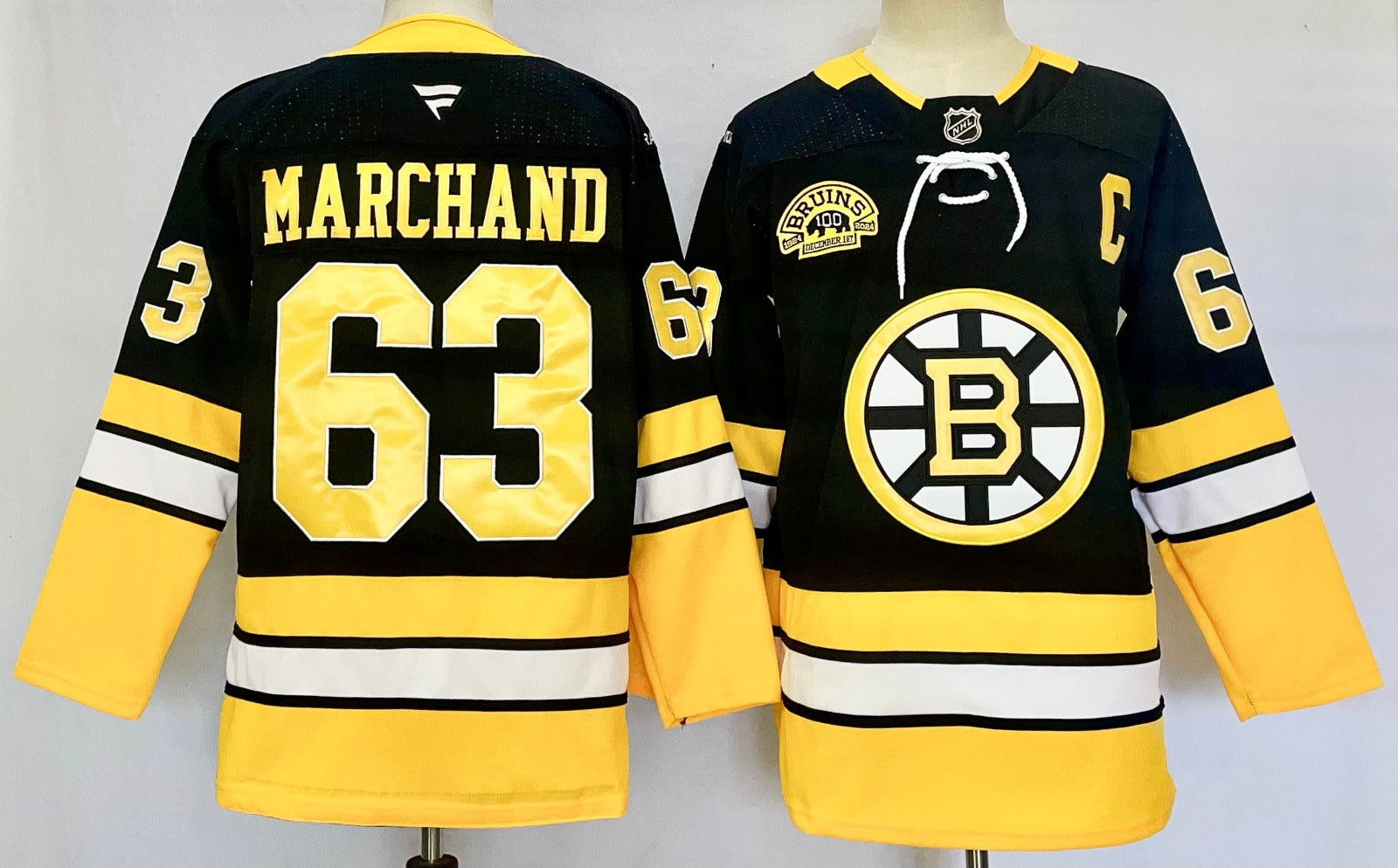 Men’s Brad Marchand Jersey #63 Boston Bruins 100th Anniversary Black Stitched