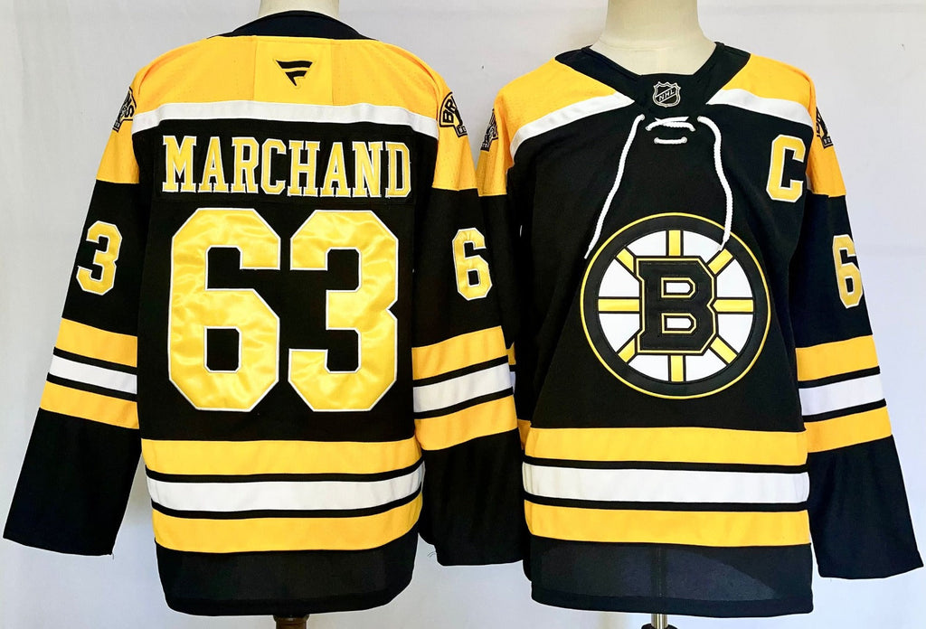 Men’s Brad Marchand Jersey #63 Boston Bruins Home Breakaway Black Stitched