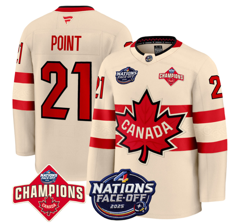 Men's Brayden Point Jersey #21 Canada 4 Nations Face-Off 2025 Champions Cream