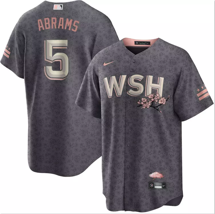 Men's CJ Abrams City Connect Gray Jersey #5 Stitched
