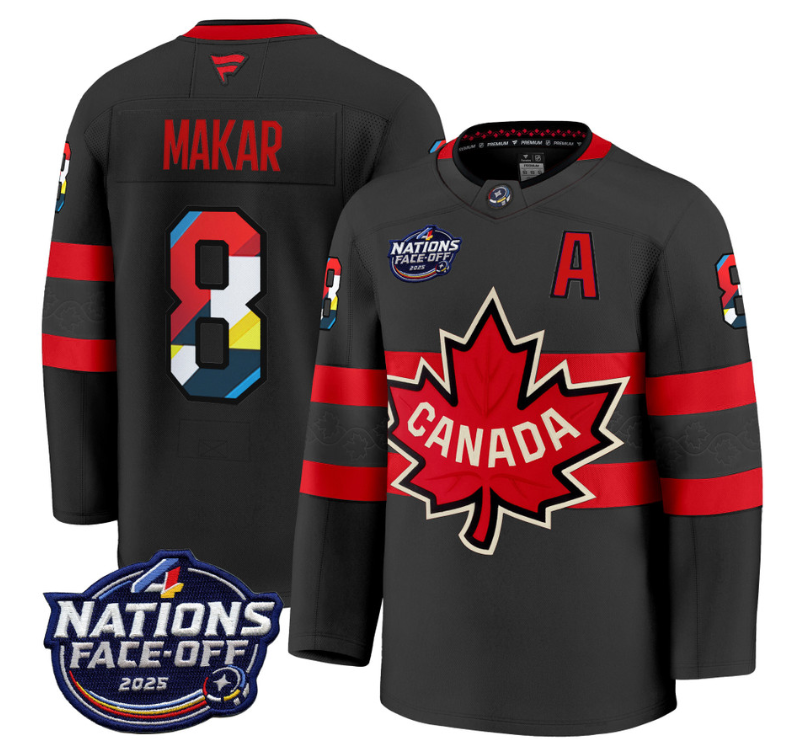 Men's Cale Makar Jersey #8 Canada 4 Nations Face-Off 2025 V2 Stitched BLack