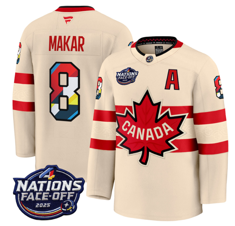 Men's Cale Makar Jersey #8 Canada 4 Nations Face-Off 2025 V2 Stitched Cream