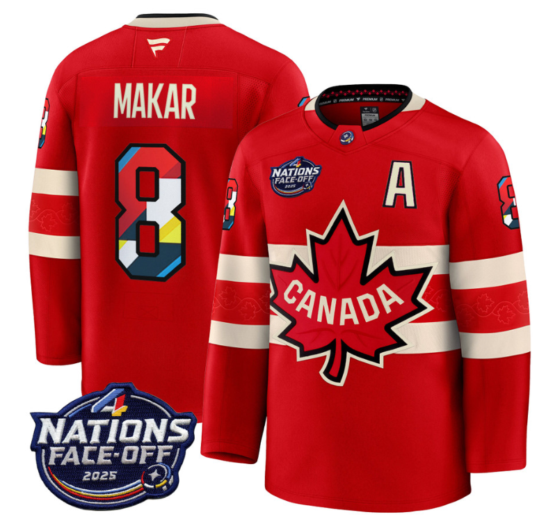 Men's Cale Makar Jersey #8 Canada 4 Nations Face-Off 2025 V2 Stitched Red