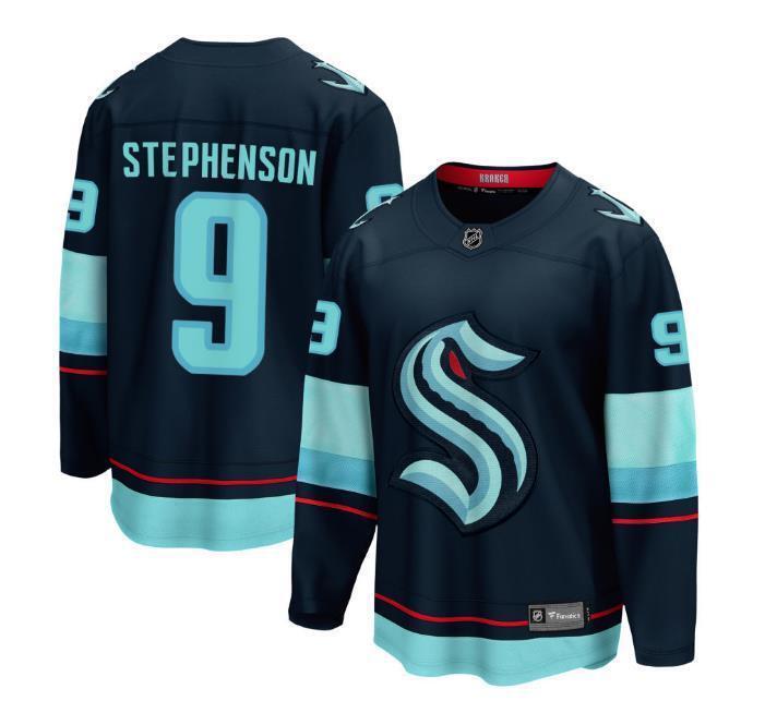 Men’s Chandler Stephenson Jersey #9 Seattle Kraken Navy All Stitched