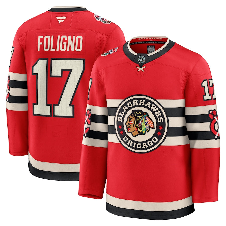 Men's Chicago Blackhawks #17 Nick Foligno 2025 NHL Winter Classic Jersey Red
