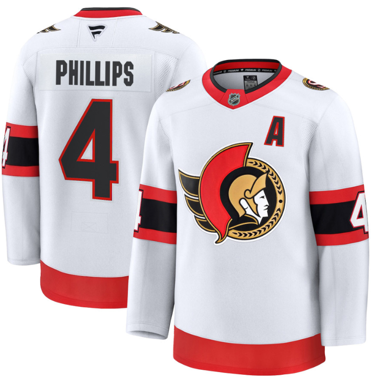 Men's Chris Phillips Jersey #4 Ottawa Senators 2025 Premium Away All Stitched