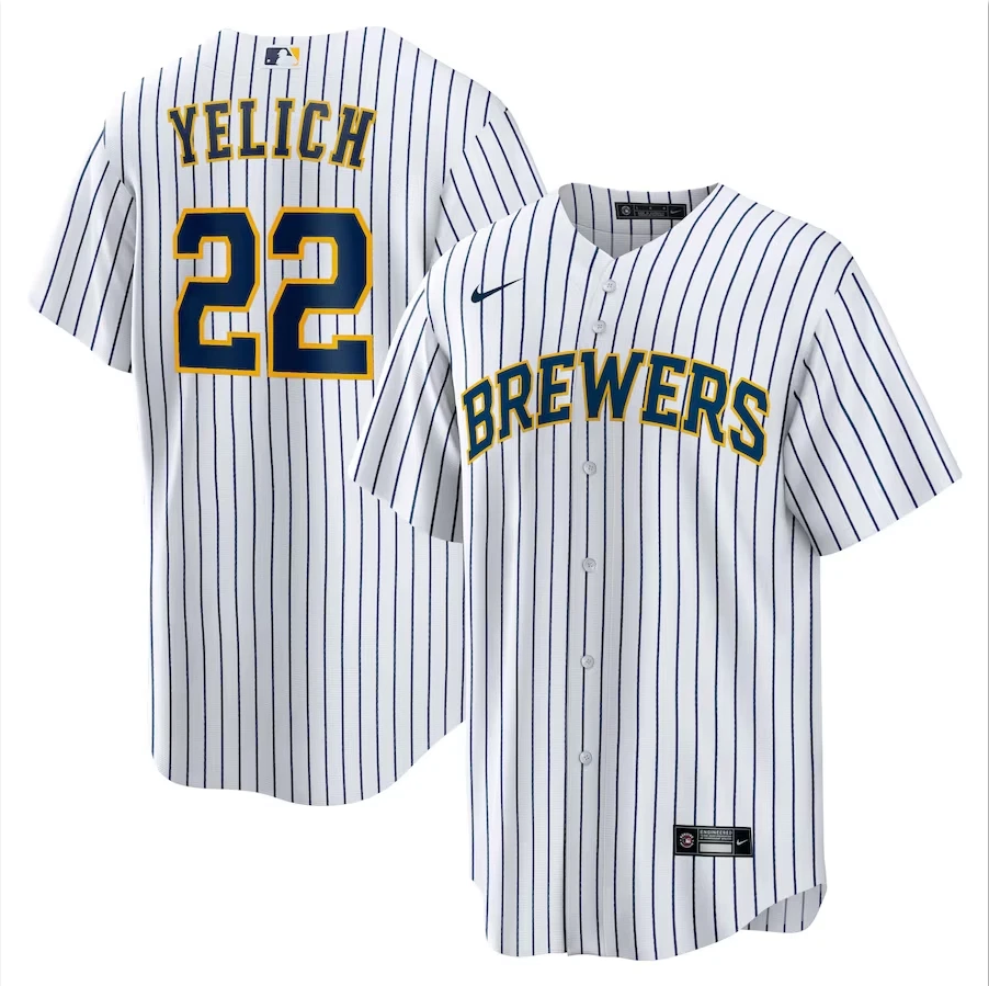 Men's Christian Yelich White Alternate Replica Player Stitched Jersey #22