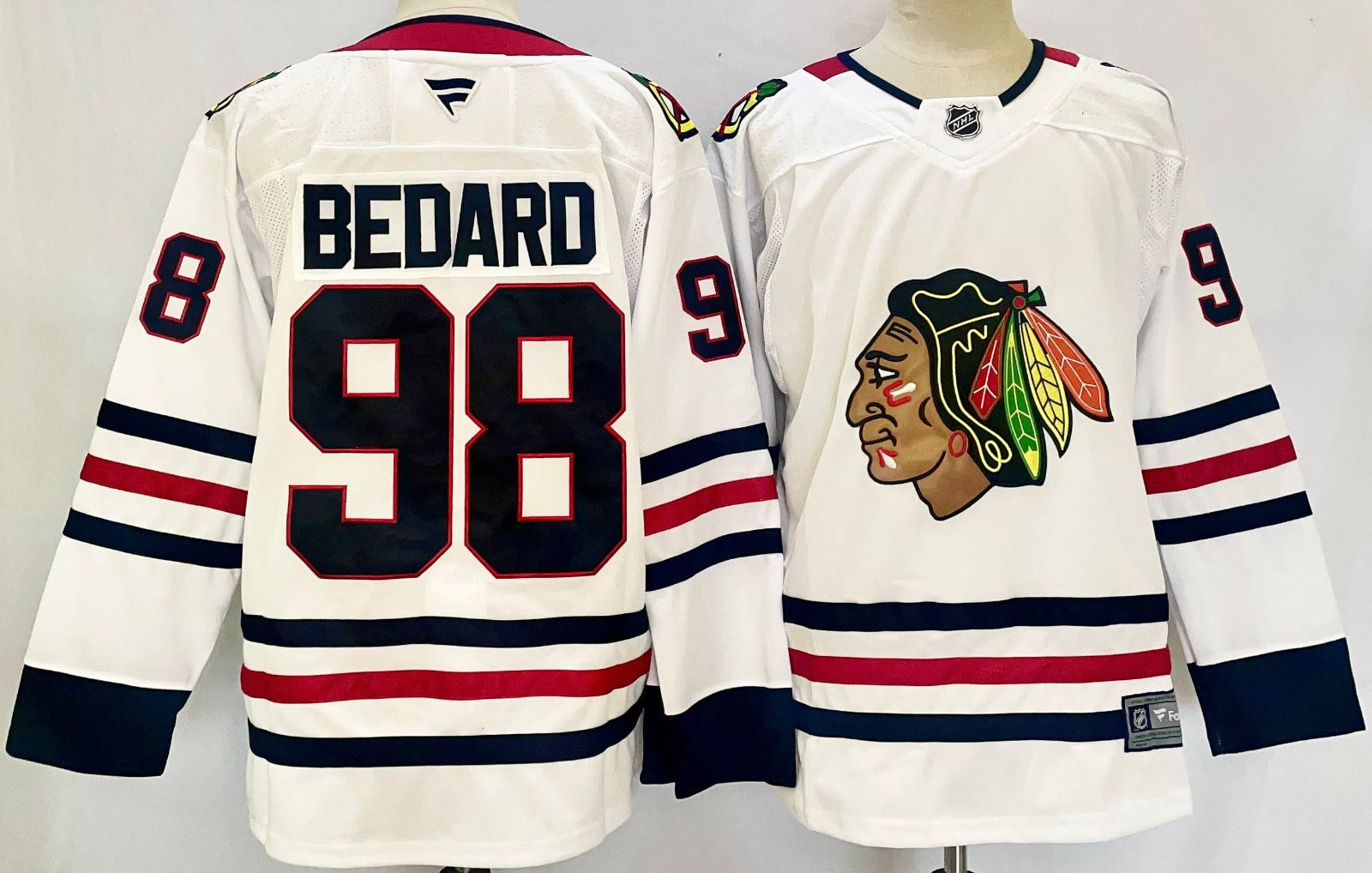 Men’s Connor Bedard Jersey #98 Chicago Blackhawks 2025 White Away Stitched
