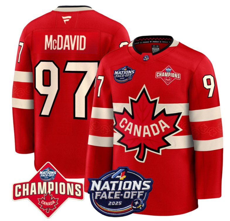Men's Connor McDavid Jersey #97 Canada 4 Nations Face-Off 2025 Champions Red
